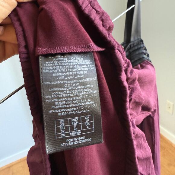 Guess by Marciano sz XS Burgundy‎ Y2k fairy cottage 100% Silk Top - Picture 5 of 9